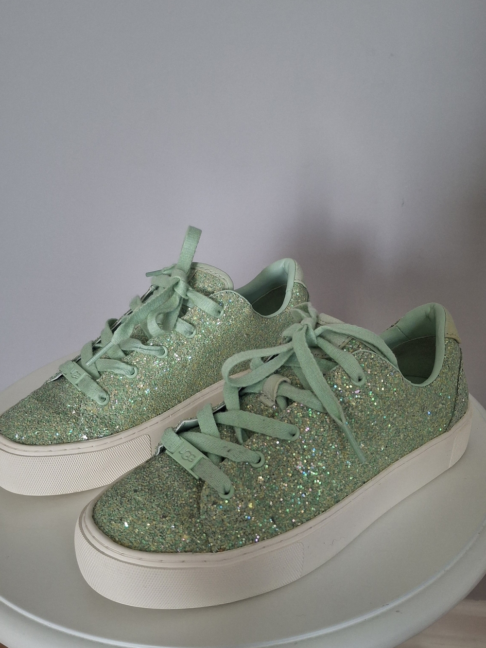 UGG Zilo Mint Sage Green Chunky Glitter Sneakers 6